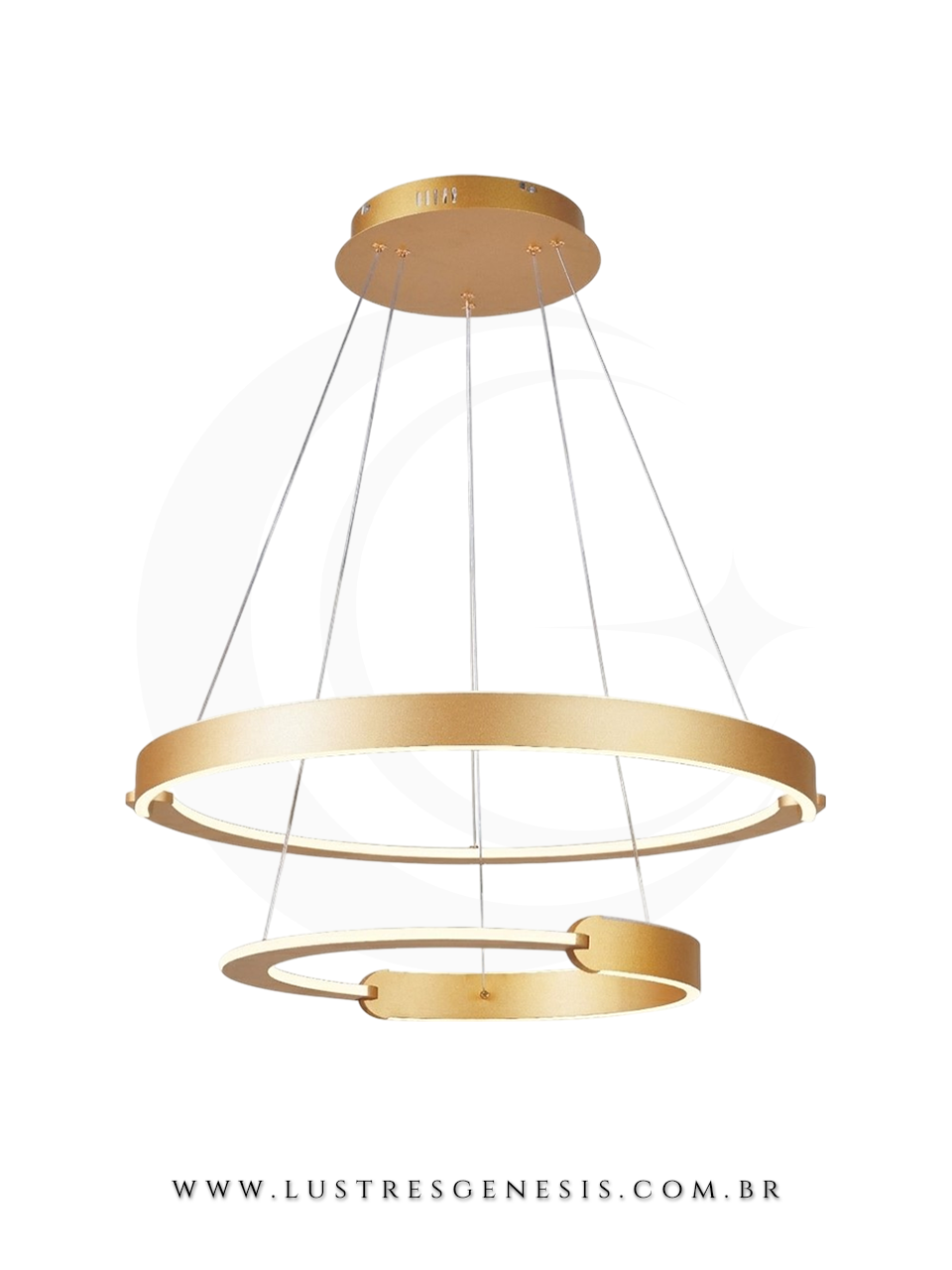 Luminaria de Teto Pendente LED DCD03086 Dourado Bivolt 126W 3000K Ø60cm, Mesa Area Gourmet, Sala de Jantar, Suite Master